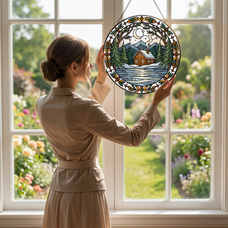 Panneau de vitrail en verre coloré, 7,8 heures, H 7,8 po