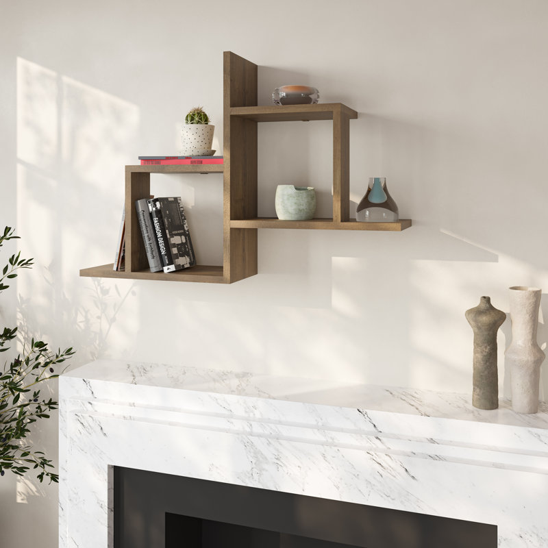 Aretha 4 Piece Square Floating Shelf, Hitit