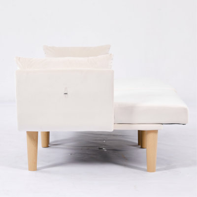Canapé double pliable beige de 72 pouces, revêtement en velours doux, canapé confortable pour 2 personnes pour salon ou appartement.
