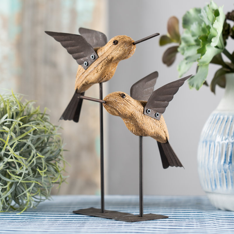 Winston Porter Damiyan 2 Piece Wood/Iron Bird on Stake Set