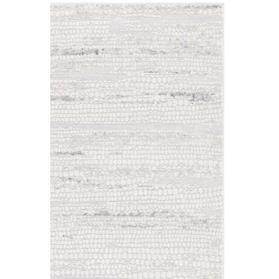 Machine Woven Polyester/Polypropylene Area Rug in Grey Ivory/Dark Grey