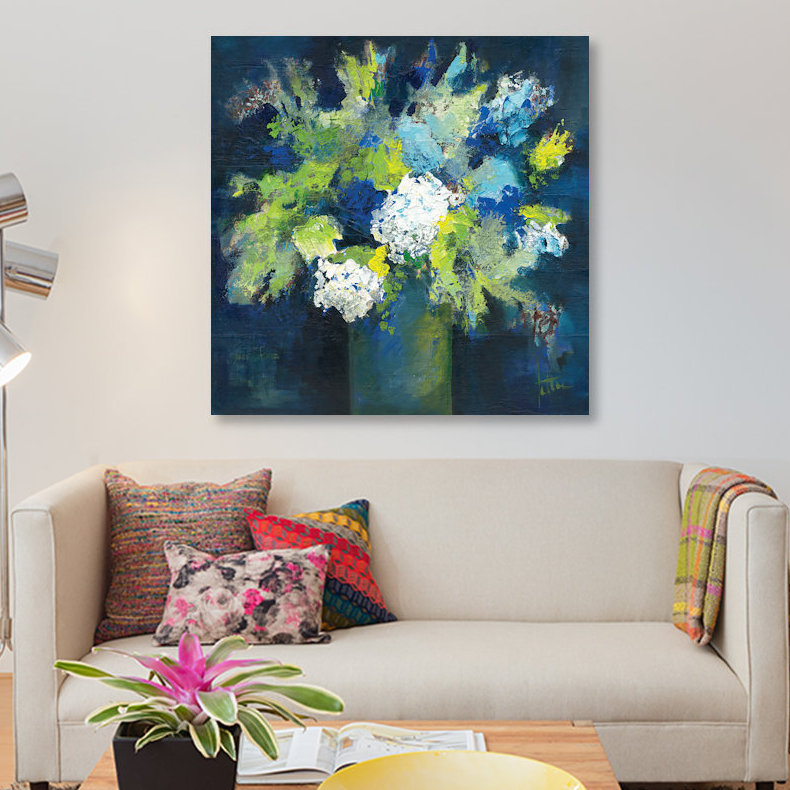 «Bleu», impression sur toile, H 12 po x l 12 po x P 0,75 po, Pas de tapis, Toile tendue