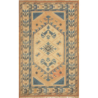 Kazak Wool Oriental Area Rug in Rust/Ivory