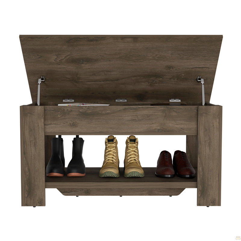 Storage Table Polgon, Extendable Table Shelf, Lower Shelf, Dark Brown Finish, Dark Brown