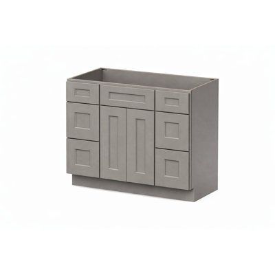 DL Cabinetry (Ready-To-Assemble) Shaker Style Vanity Sink Base Cabinet With 6 Drawers W36" x H34.5" x D21" - Driftwood