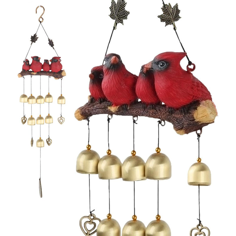 Red Bird Bell Wind Chime