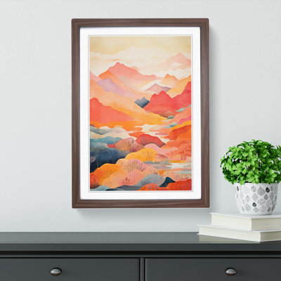 Japanese Mountains Colour Field - Framed Print