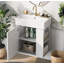 Meuble-lavabo flottant moderne avec lavabo en céramique - parfait pour les petites salles de bain, rangement à droite-100161119