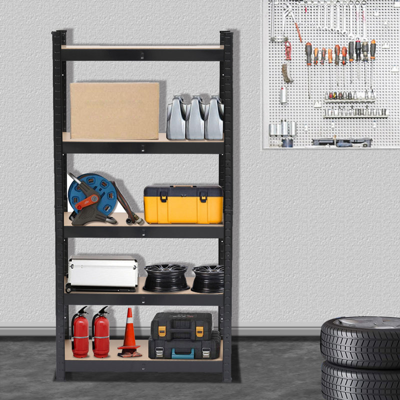 Iylan Steel Storage Rack, Black, 11.81" H x 59.05" W x 27.55" D