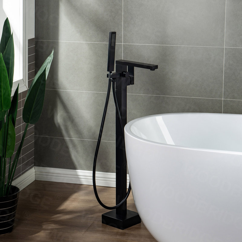 Robinet de baignoire monocommande à fixation au sol, Noir mat