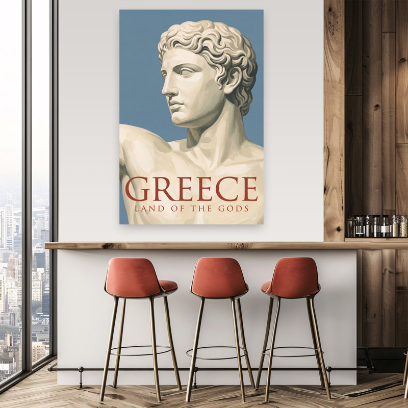 Greece Land Of Gods Classic Abstract Contemporary Architecture Landscape Wall Art Print 1 Piece Wrapped Canvas Wall Art