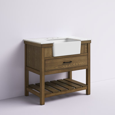 Booneville 36'' Single Bathroom Vanity with Carrara Marble Top
