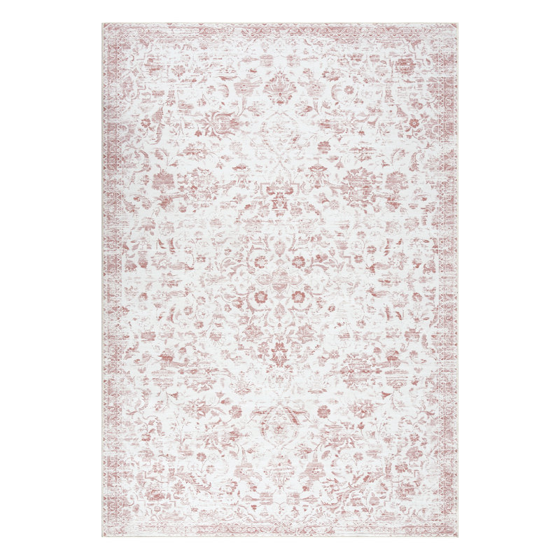 Tapis floral rétro vintage Boho, Rose, Rectangle 10 pi x 13 pi