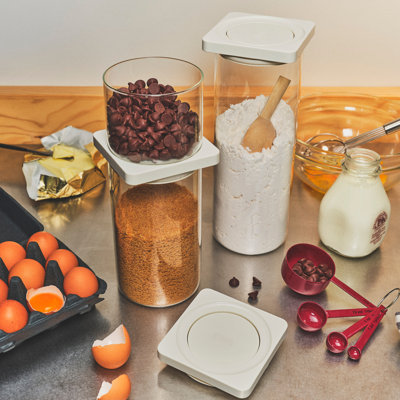 Lot de 2 grands contenants de conservation alimentaire en verre pressé, 2,4 L