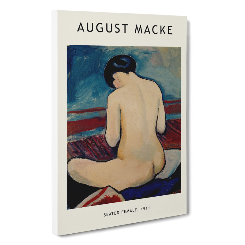 Sitting Nude by August Macke - Wrapped Canvas Painting, 50cm H x 35cm W x 3cm D