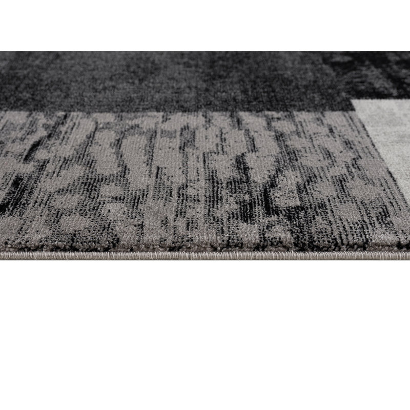 Tapis gris à motif abstrait Dillup-Jones, Rectangle 6 pi 6 po x 7 pi 7 po