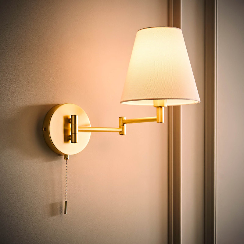 Swing Arm Sconce, 2, Brushed Gold, No