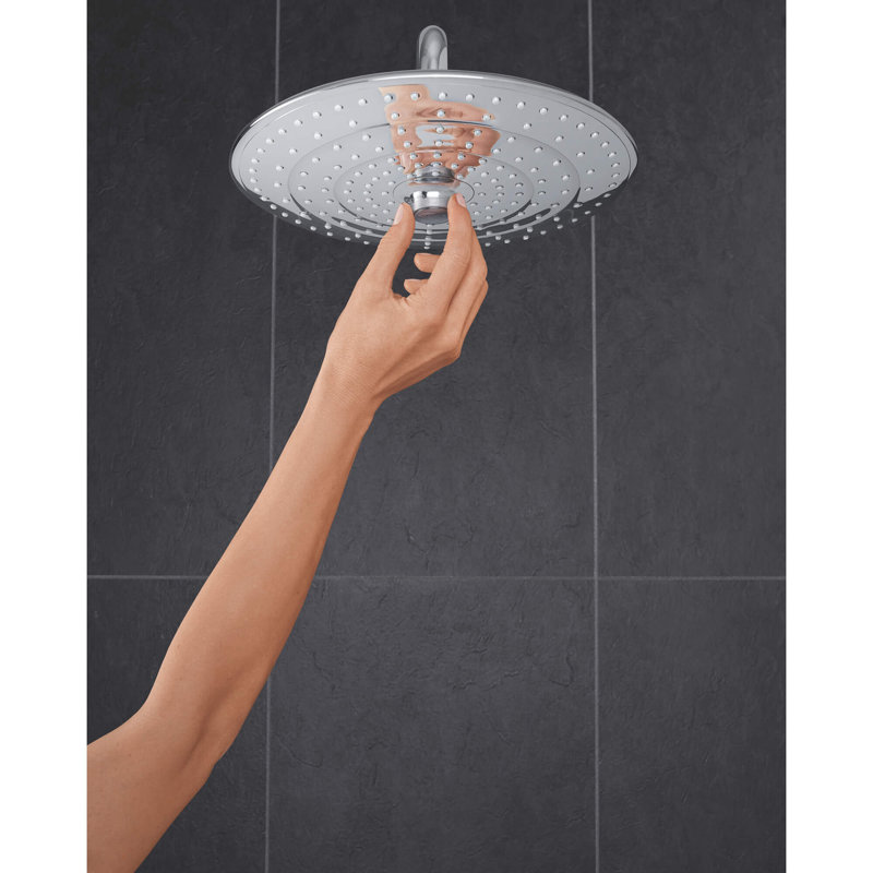 Euphoria Fixed 3-Setting Rain Shower Head Jet SmartRain Settings, StarLight Chrome, 2.5 gpm 