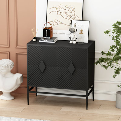 Whitleigh 31.5'' Console Table, 2 Door Wooden Storage Cabinet Accent Cabinet, Accent Cabinet with Metal Leg Featuring Two-tier Storage