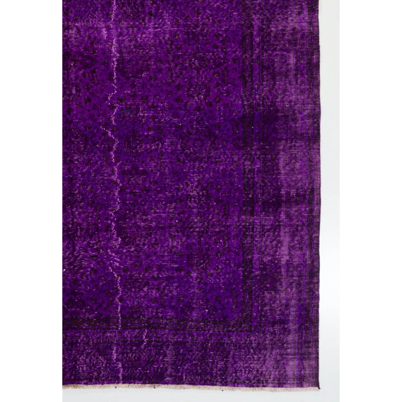 Tapis turc fabriqué à la main de 6,5 x 9,6 pi de couleur mauve pour intérieurs modernes