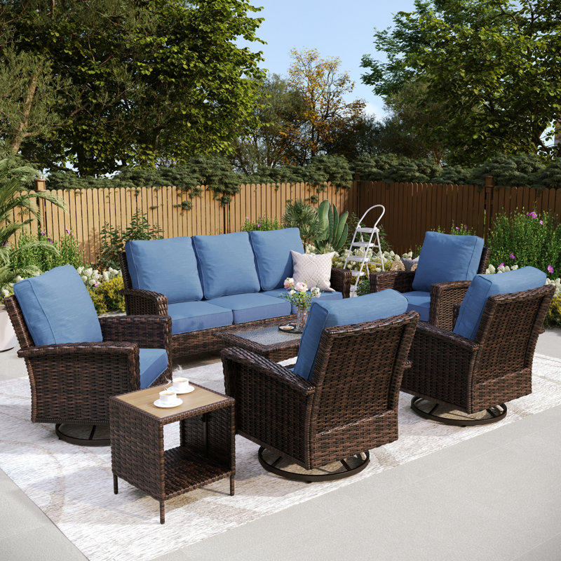 Ensemble de conversation d'extérieur en osier pour terrasse, Marine