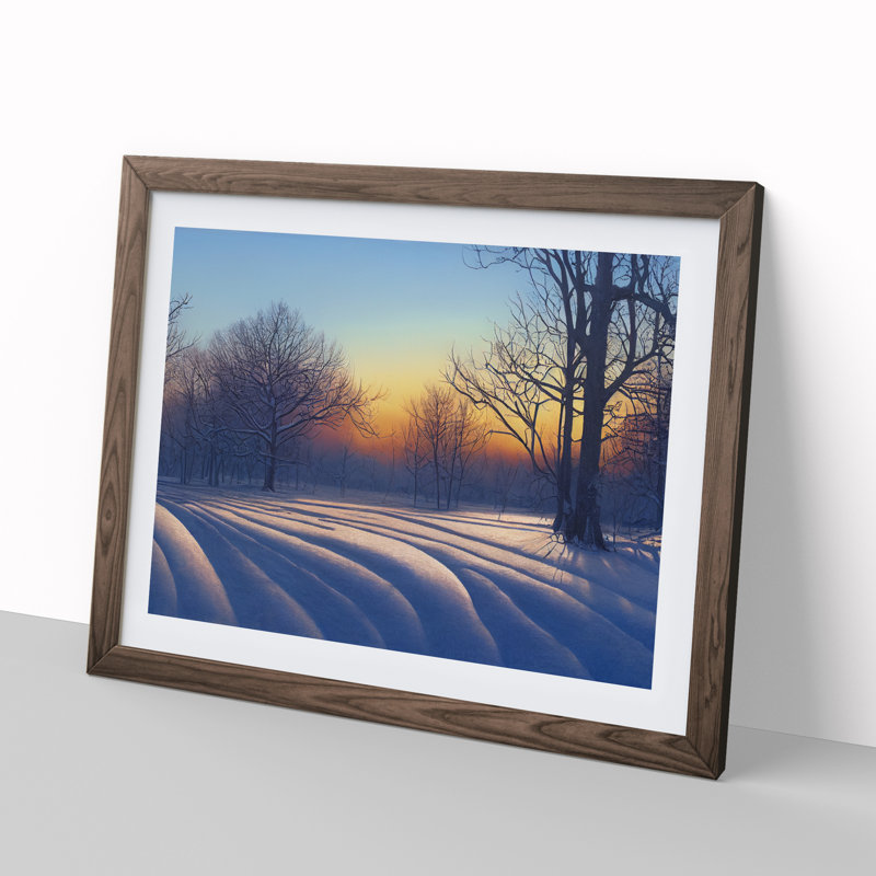 XH1022-10187X Winter Forest Landscape Vol.3 - Single Picture Frame Print, 25cm H x 34cm W x 2cm D, Walnut