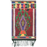 One-of-a-Kind Hand-Knotted 1960s 3'4" x 3'8" Wool Area Rug inRed/Green/White/Blue