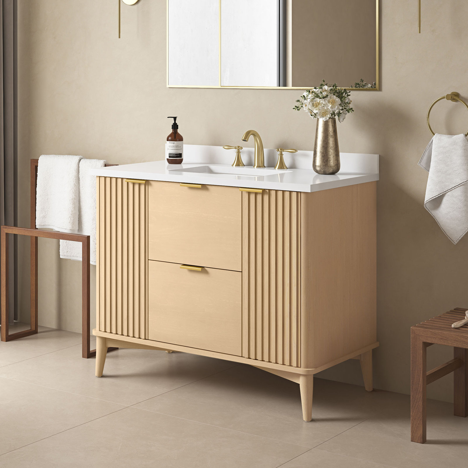 Gabi 42" Single Bathroom Vanity, Rustic Ash