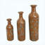 Ensemble de 3 vases de sol décoratifs en métal avec motif de feuilles brun rustique, grands vases pour la décoration de salon et de vestibule