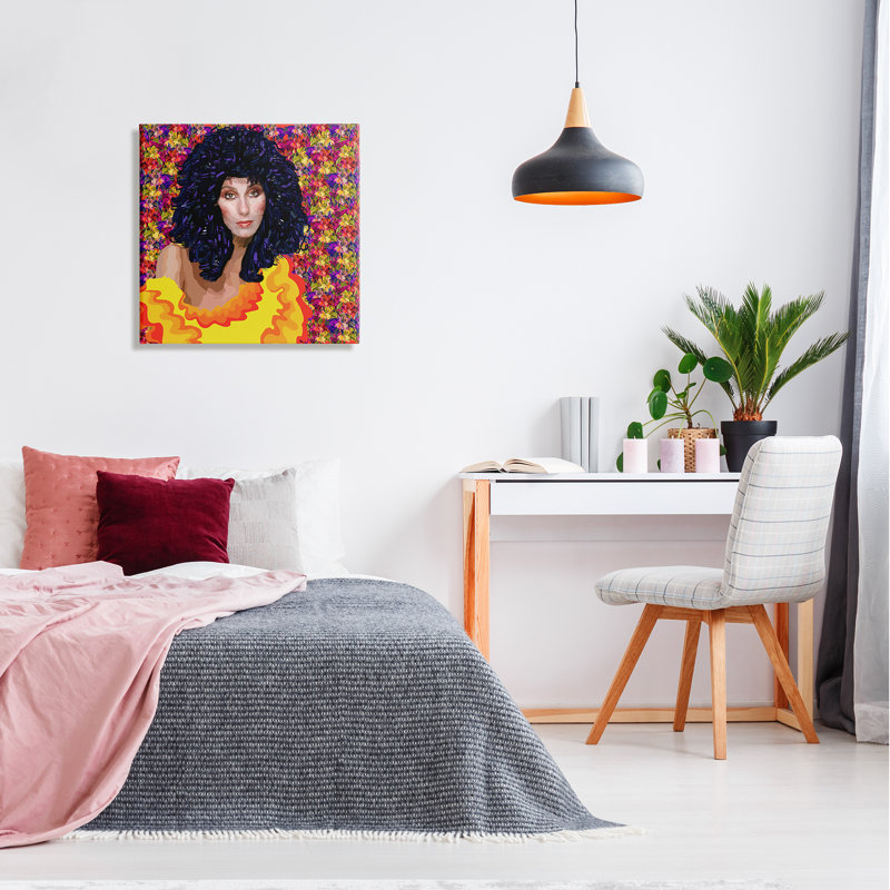 «Modern Fashion Singer Icon Floral Petal Context» par Lynnda Rakos - impression, H 24 po x l 24 po x P 1,5 po, Toile tendue