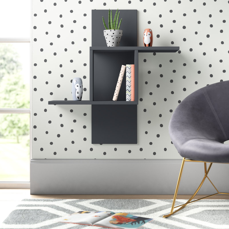 Mill Modern Wall Mounted Floating Shelf 2 Tier, Anthracite