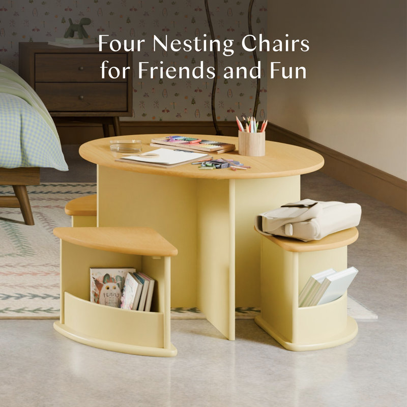 Nessa Nesting Play Table, Pale Yellow and Honey