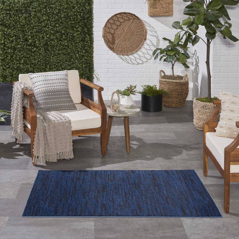 Tapis intérieur / extérieur bleu Mullican Sandy, Rectangulaire 3 pi x 5 pi