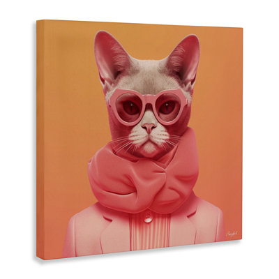 Chat rétro sur toile orange, design par Roozbeh