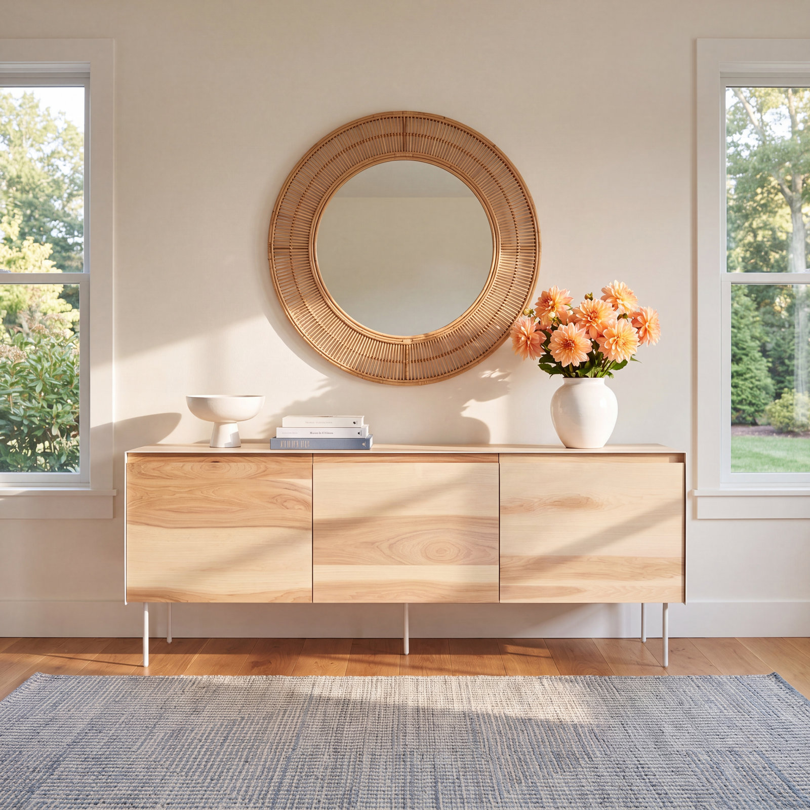 Clad 72'' Sideboard, White/Hickory