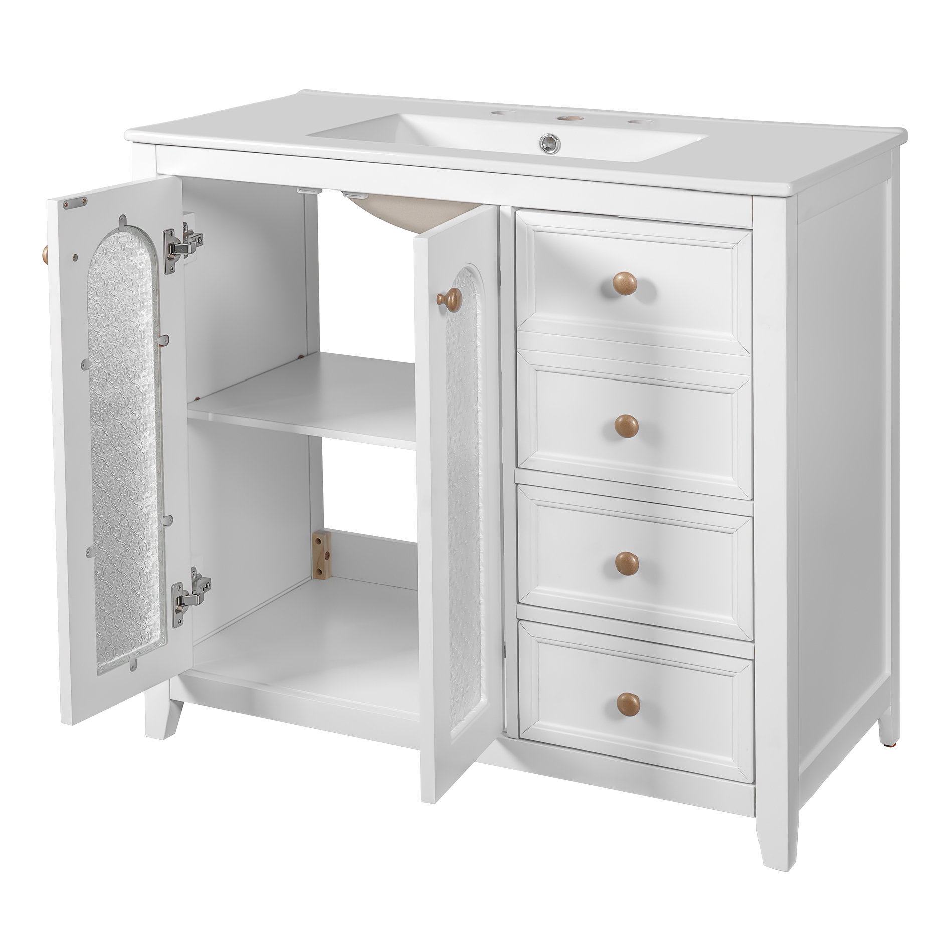 Latitude Run® 35.67 - Inch Bathroom Vanity With Ceramic Basin, Soft ...