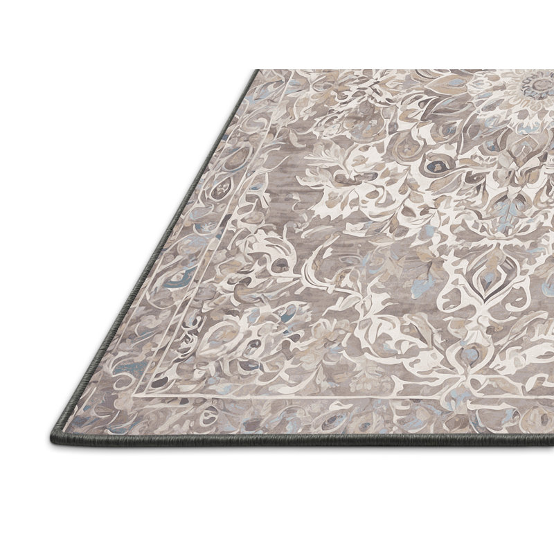 Tapis gris soyeux et moelleux, Carré 6 pi