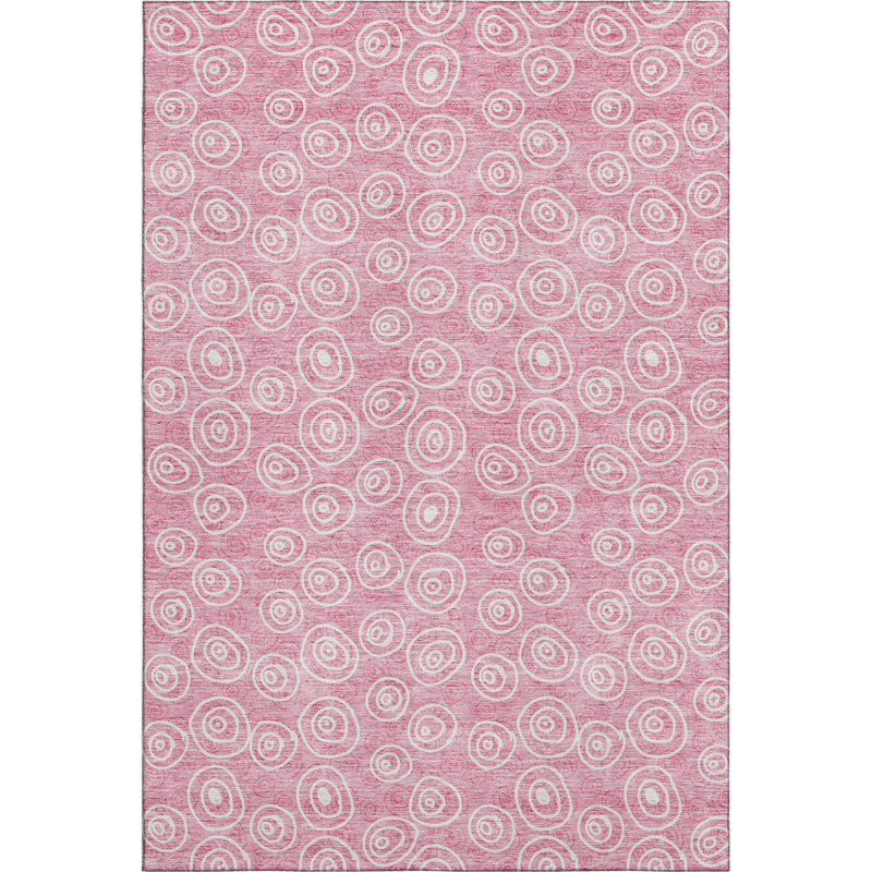 Premium Machine Washable Prisco Pink Rug, Rectangle 5' x 7'6"