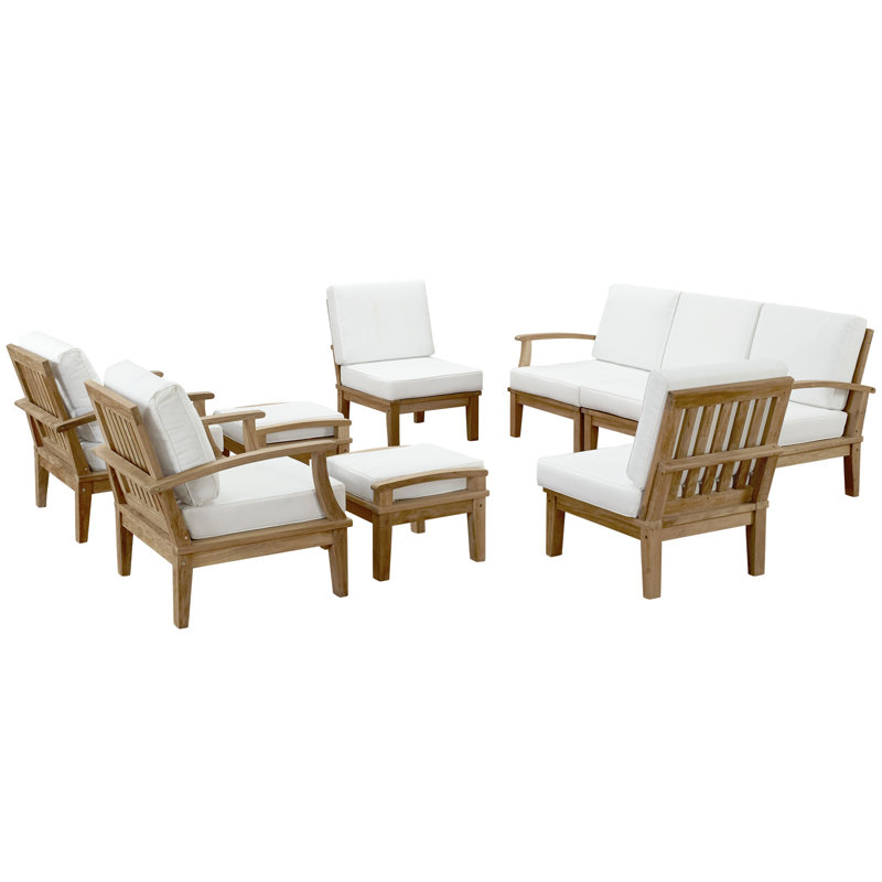 Ensemble de patio extérieur 9 pièces Modway Pier, Blanc