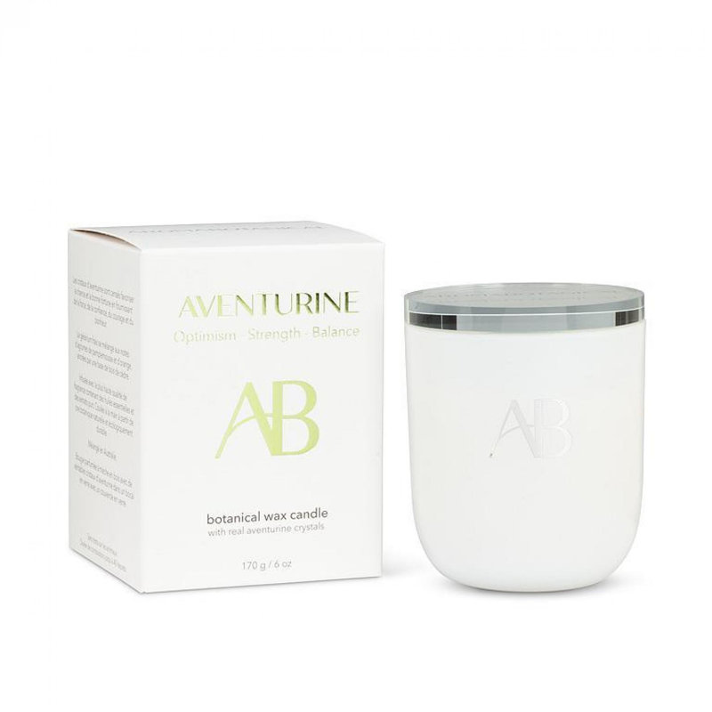Fresh Scented Jar Candle with Glass Holder, Aventurine