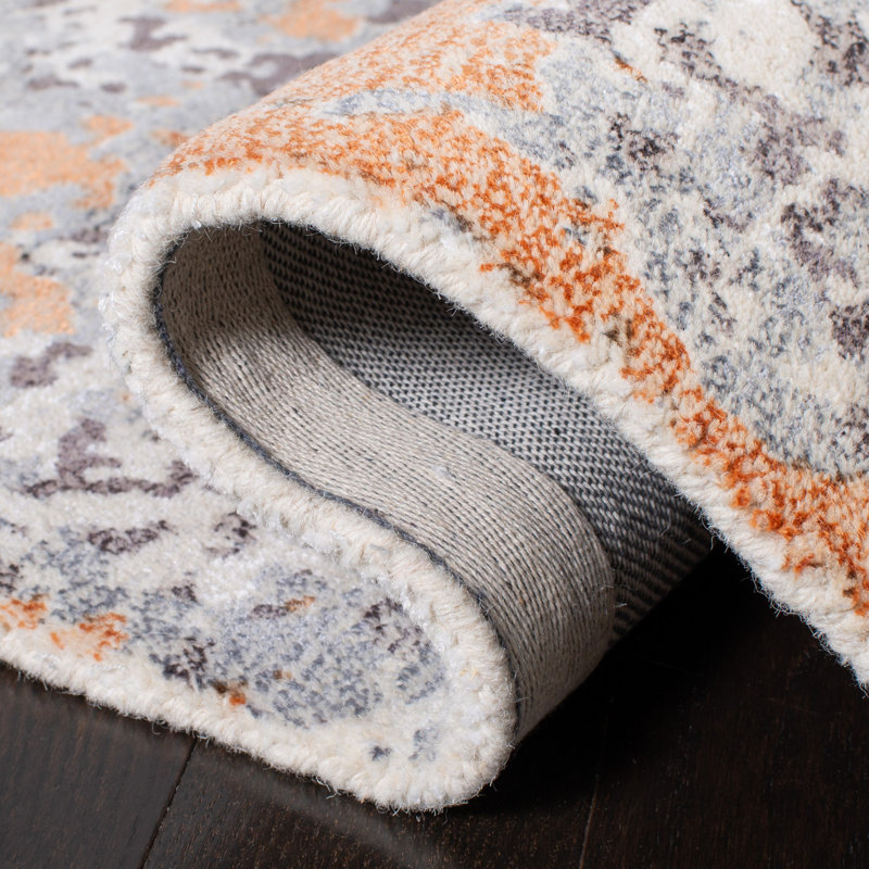 Dungannon Hand Tufted Wool/Viscose Pile Abstract Rug in Ivory/Silver, Round 6'