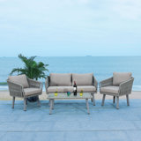 Cangelosi 4 Piece Rattan/Wicker Sofa Seating Group with Cushions