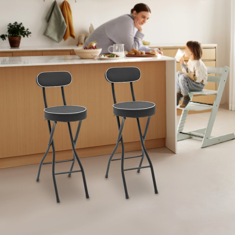 2PCS Folding Stool  High Chairs, Black