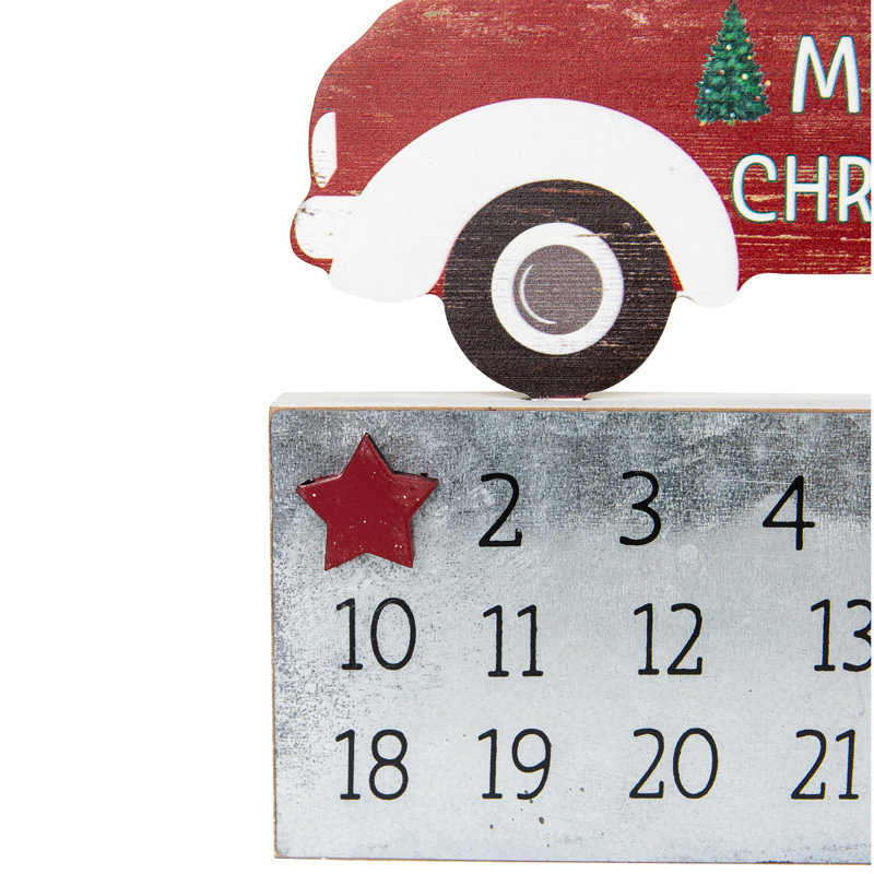 Calendrier de l'Avent en bois Merry Christmas Truck - 9 po