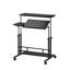Bureau mobile noir debout avec prises de courant, bureau à roulettes pour ordinateur portable réglable en hauteur avec plateau inclinable-1768525534