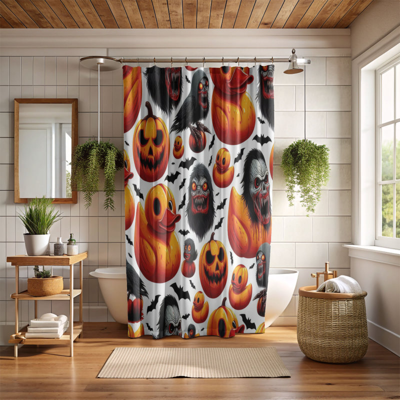 Ghostly Ducks - Rideau de douche standard 1 pièce, H 74 po x l 71 po