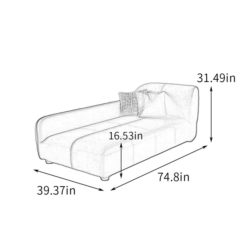 Méridiennes modernes et simples en flanelle, Orienté à droite, Beige
