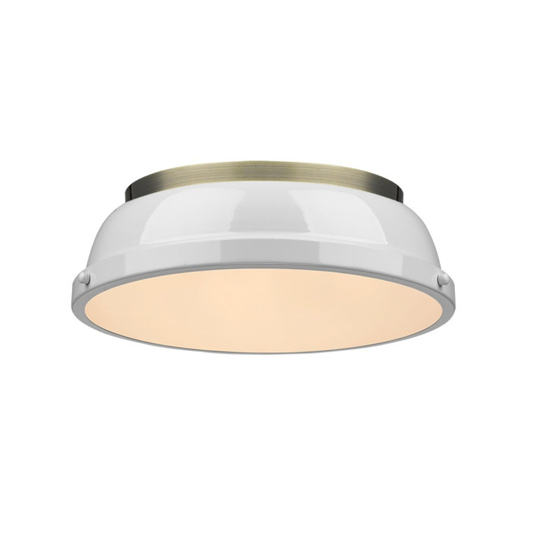 Plafonnier encastré 2 lumières Calico, Laiton vieilli, Blanc