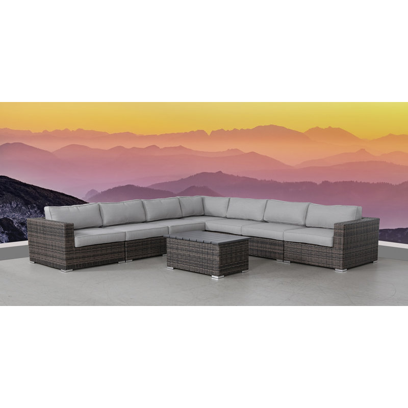 Demery Wicker Fully Assembled 6 - Person Seating Group with Cushions, Espresso