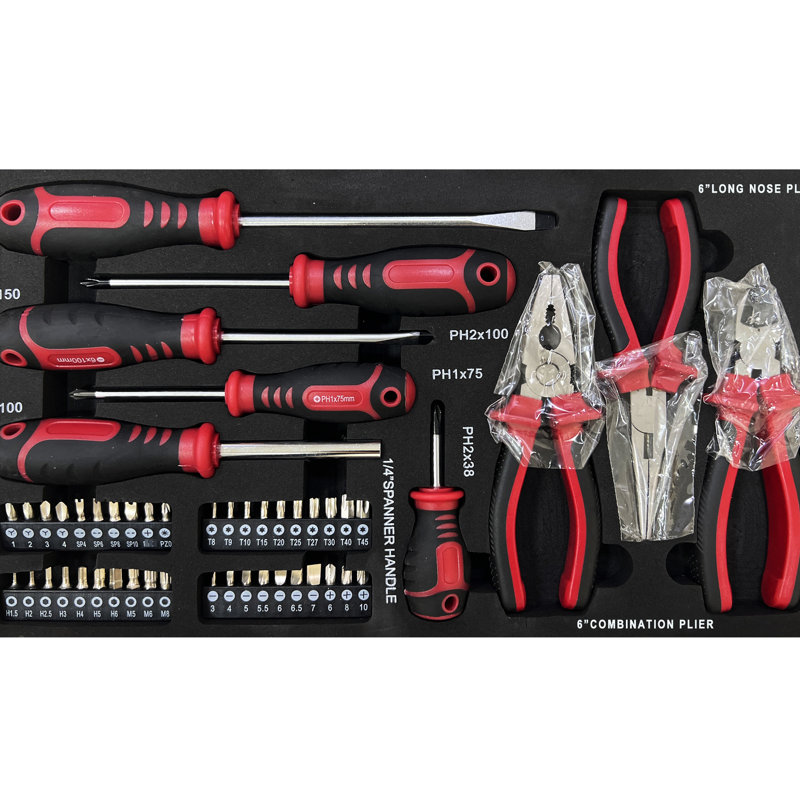 Rangement portatif pour 3 outils en acier avec glissière à roulement, dispositif verrouillable à clé, plateau supérieur, poignée de transport, pour le garage, la maison, la zone de travail, trousse à outils noire et bleue de 20 po, fonctionnalité de verrouillage, bac, transport